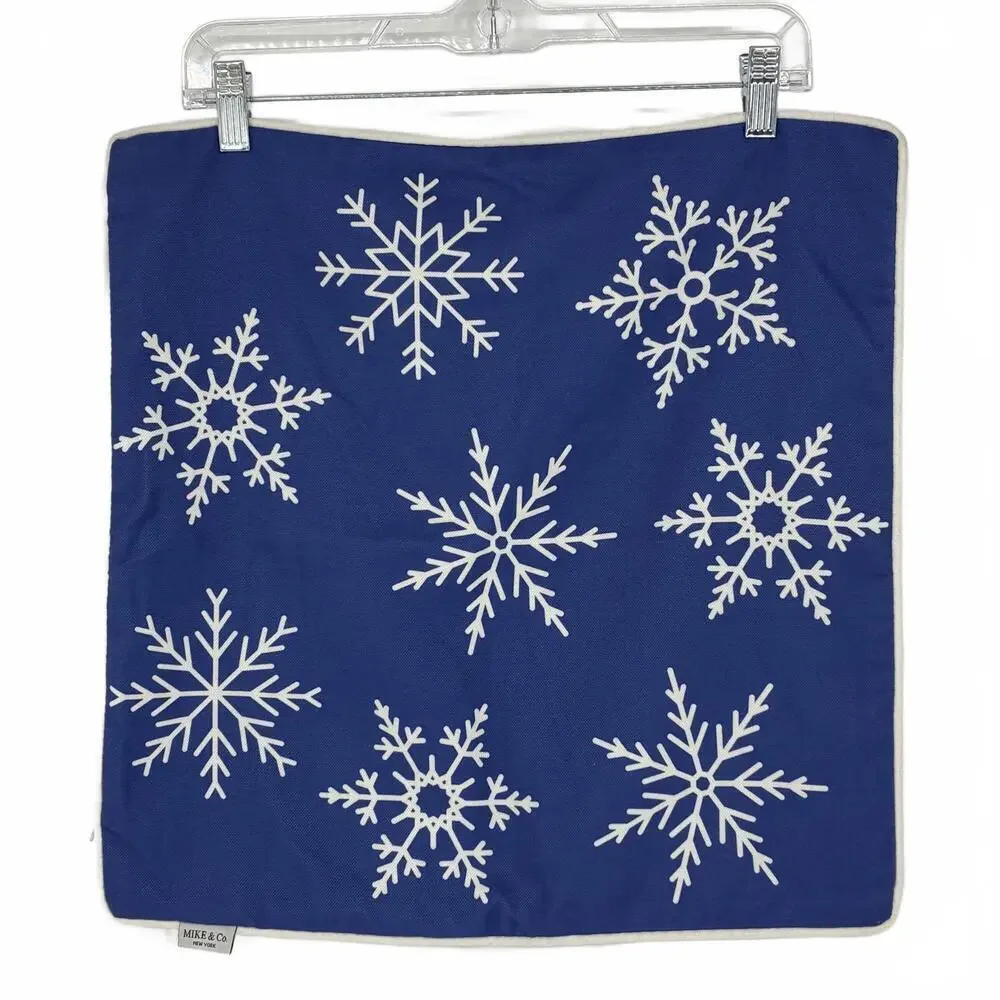 Mike & Co. Blue & White Snowflake Design Pillow Cover